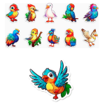 Colourful Bird Stickers 10's - Sold Assorted 
